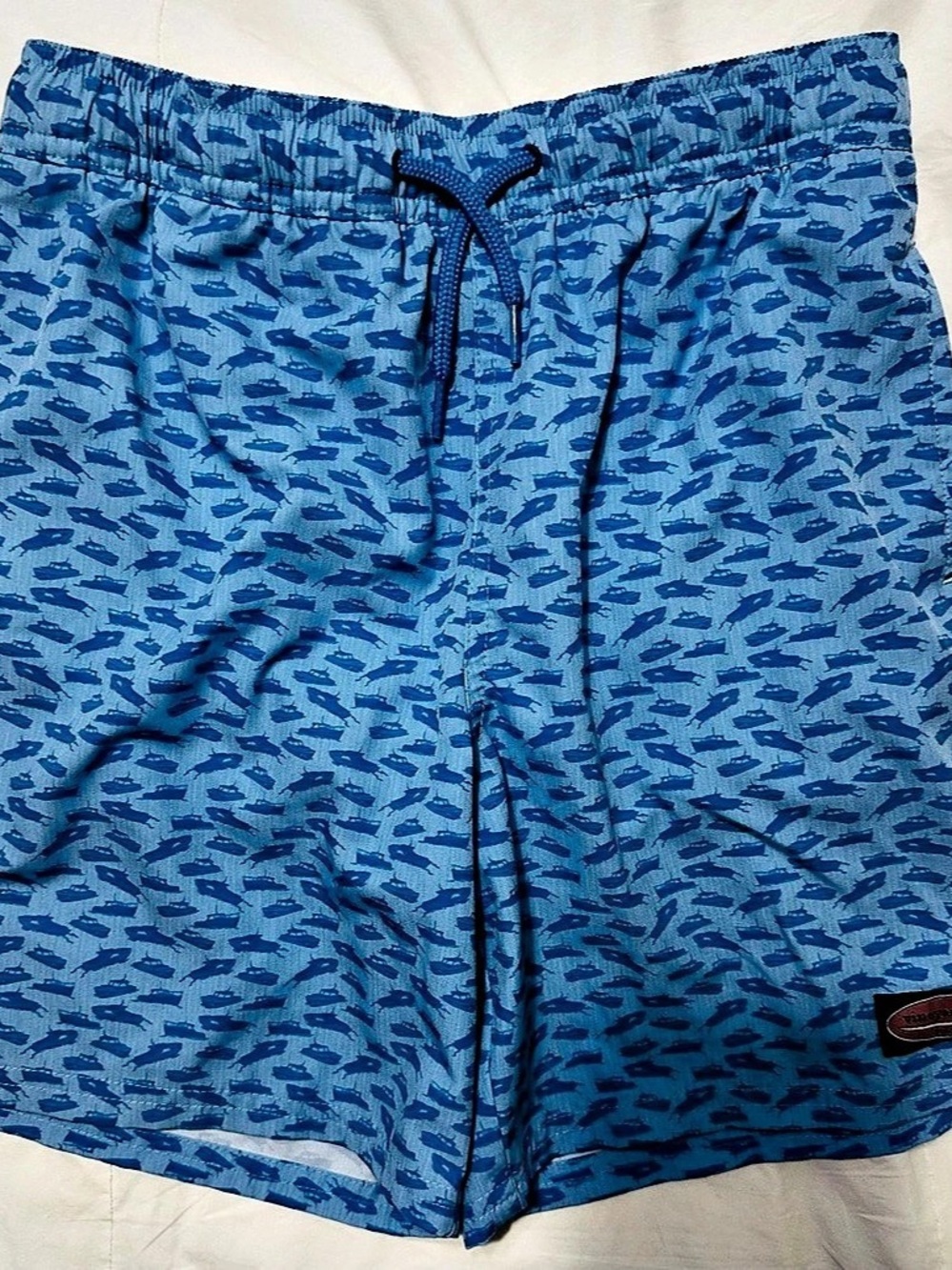 Boy’s Vineyard Vines Blue Boat Print Swim Trunks